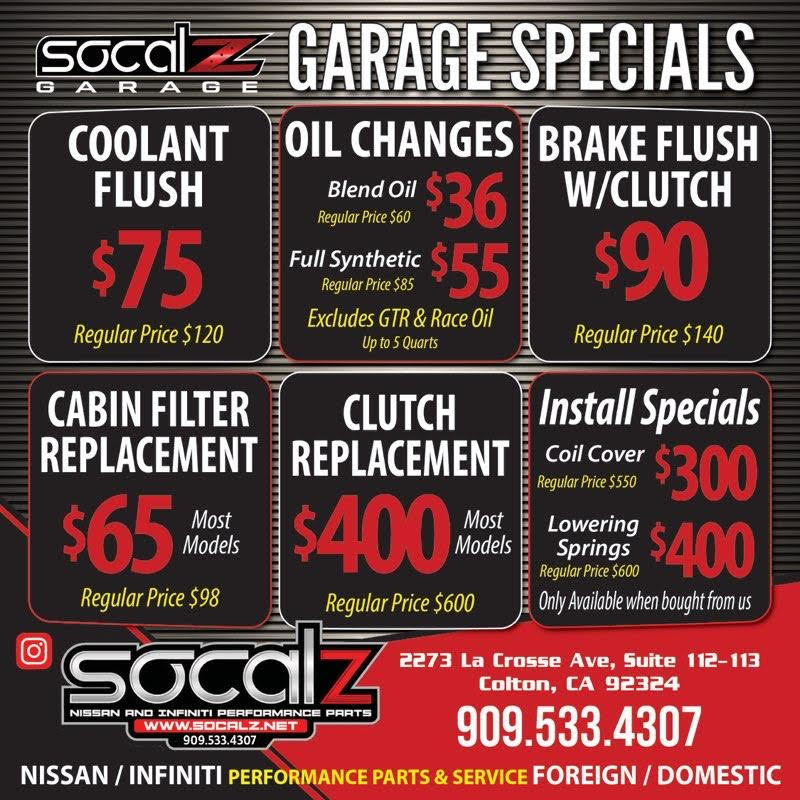 SocalZ Garage Specials